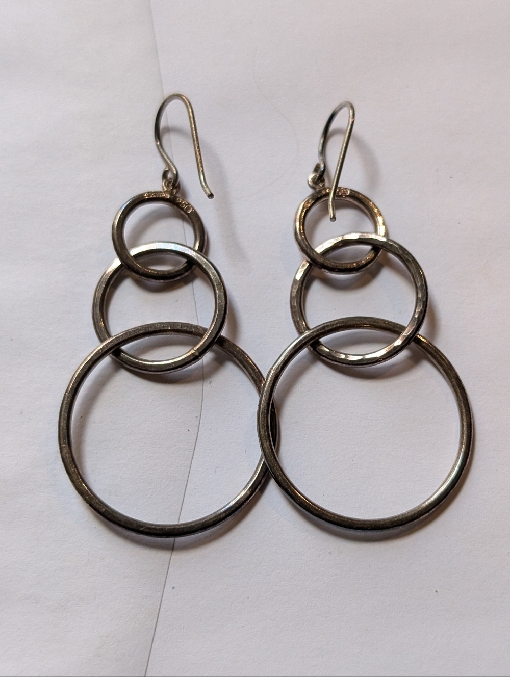 Vintage Artisan Sterling Silver 950 Dangle Earrings Signed